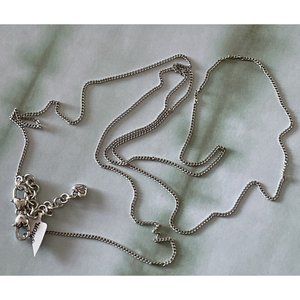 Brighton Very Thin ABC Charms/ABC Bead Long Chain Silver Necklace 33” NWT